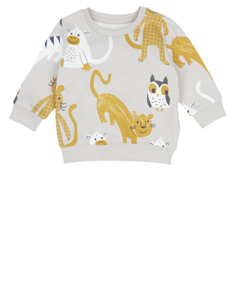 Pure Cotton Animal Print Baby Sweatshirt 4 of 5