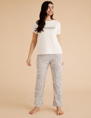 M&s leopard print online pyjamas