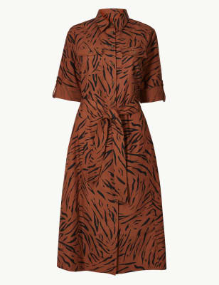 M&s animal cheap print shirt dress