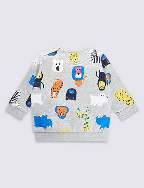 Pure Cotton Animal Print Sweatshirt Image 2 of 3