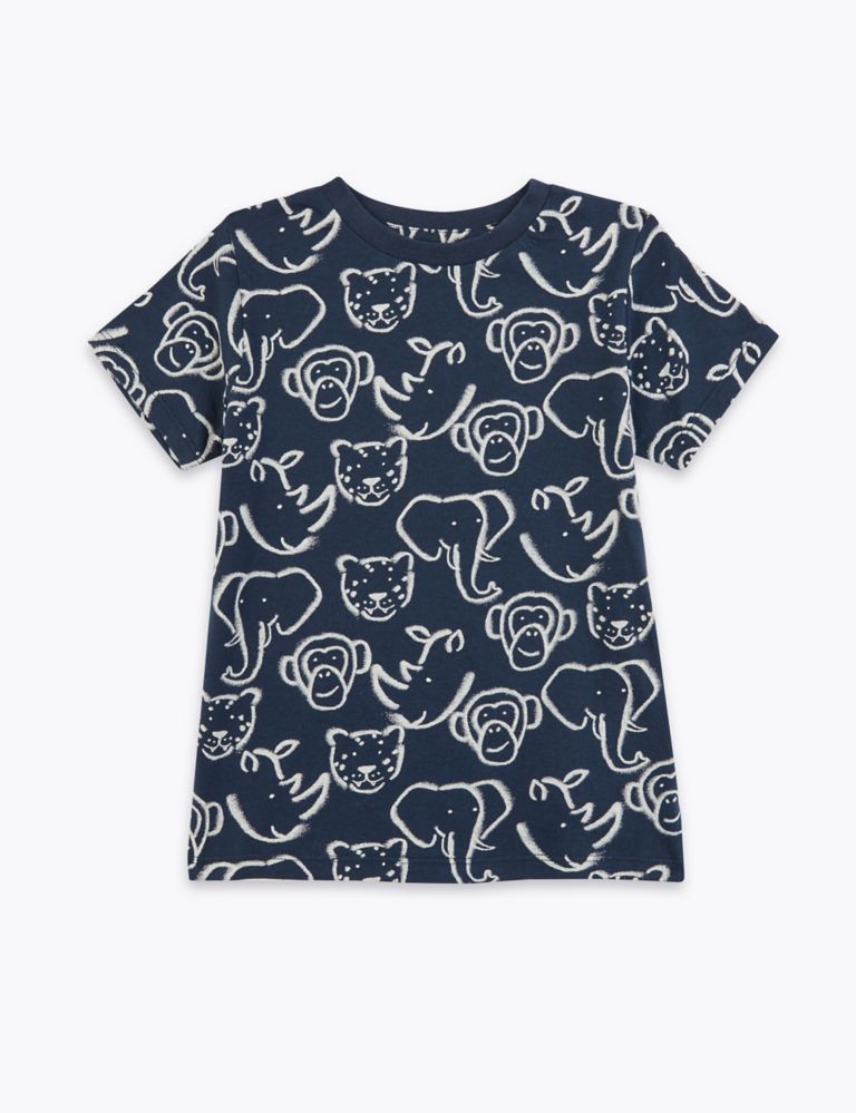 Pure Cotton Animal Print T-Shirt (2-7 Yrs) 2 of 2