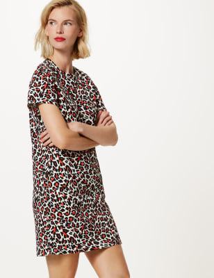 M&s animal print hot sale shirt dress