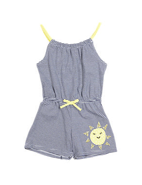 Pure Cotton Appliqué Playsuit (1-7 Years) Image 2 of 3