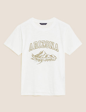 Pure Cotton Arizona Slogan T-Shirt Image 2 of 6
