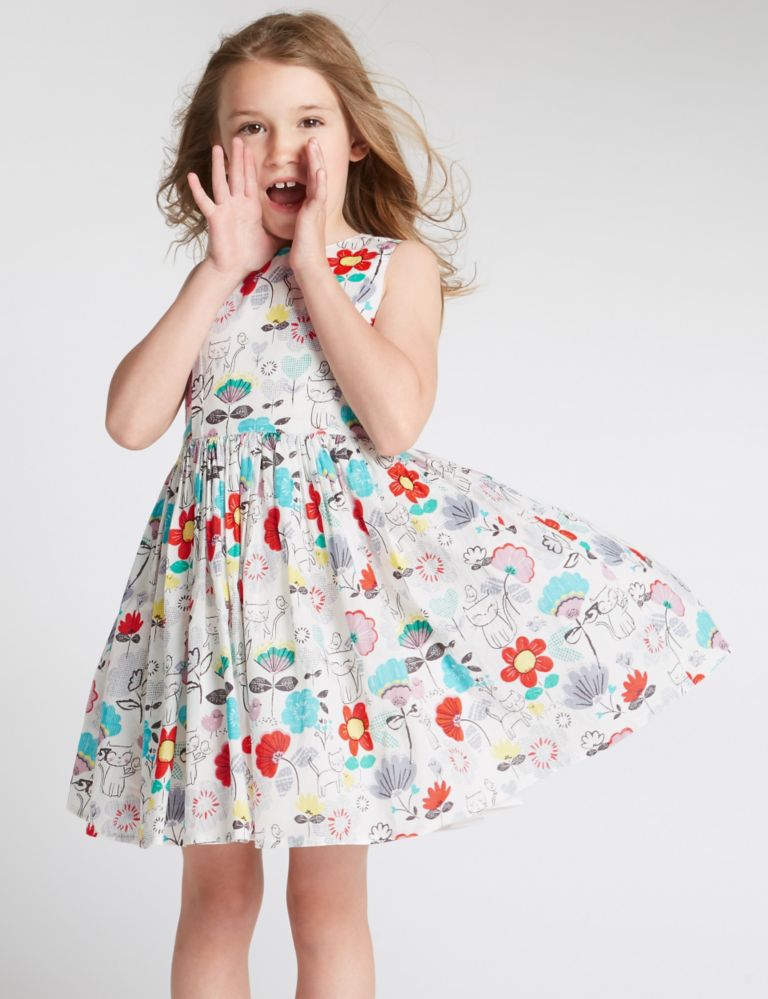 Pure Cotton Assorted Print Prom Dress (1-7 Years) 1 of 5