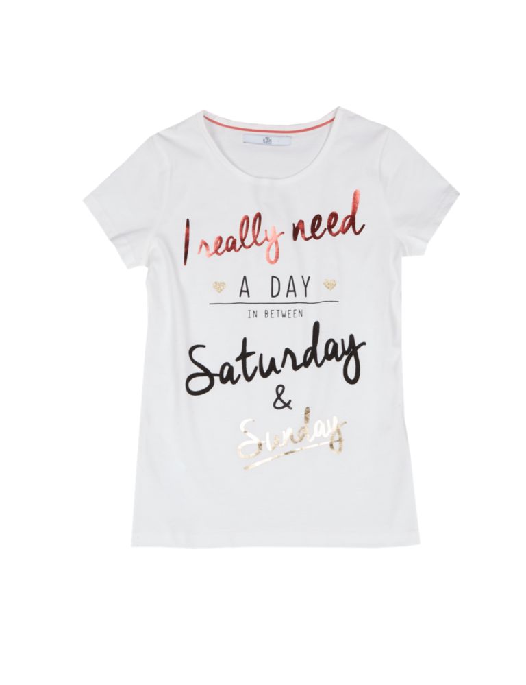 Pure Cotton Assorted Slogan T-Shirt (5-14 Years) 2 of 3