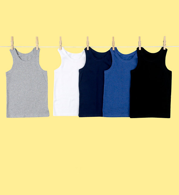 Pure Cotton Assorted Vests (1-16 Years) Image 1 of 1
