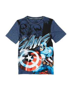 Pure Cotton Avengers™ Captain America T-Shirt (5-14 Years) Image 2 of 3