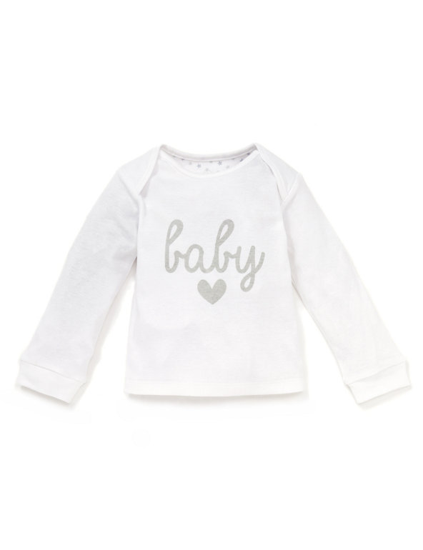 Pure Cotton Baby & Heart Print T-Shirt Image 1 of 1