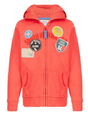 Pure Cotton Badged Hooded Sweat Top (1-7 Years) Image 2 of 4