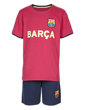 Pure Cotton Barcelona Football Club Short Pyjamas Image 2 of 5