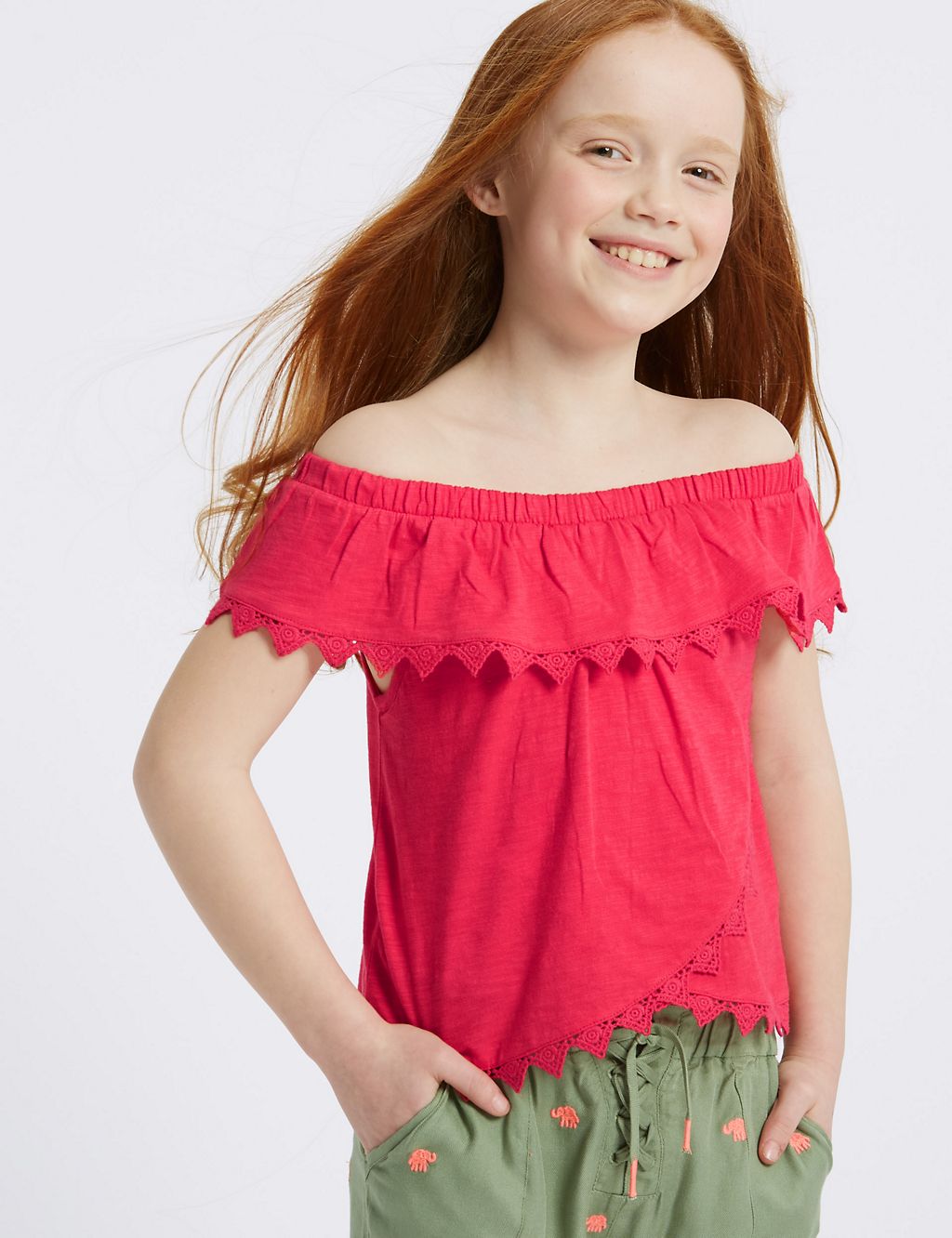 Pure Cotton Bardot Top (3-16 Years) 3 of 3