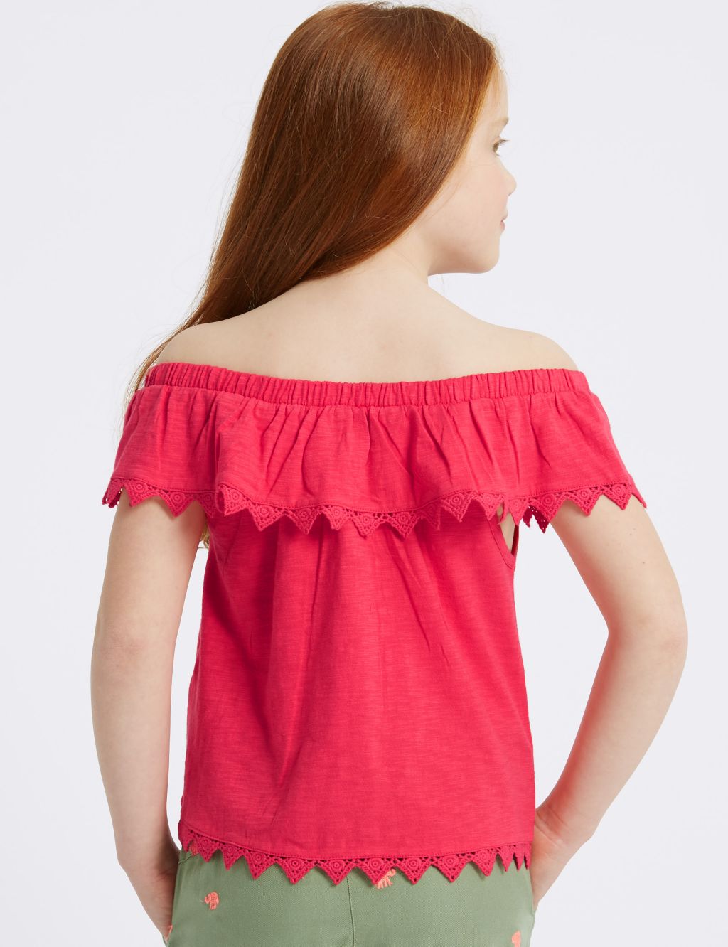 Pure Cotton Bardot Top (3-16 Years) 2 of 3