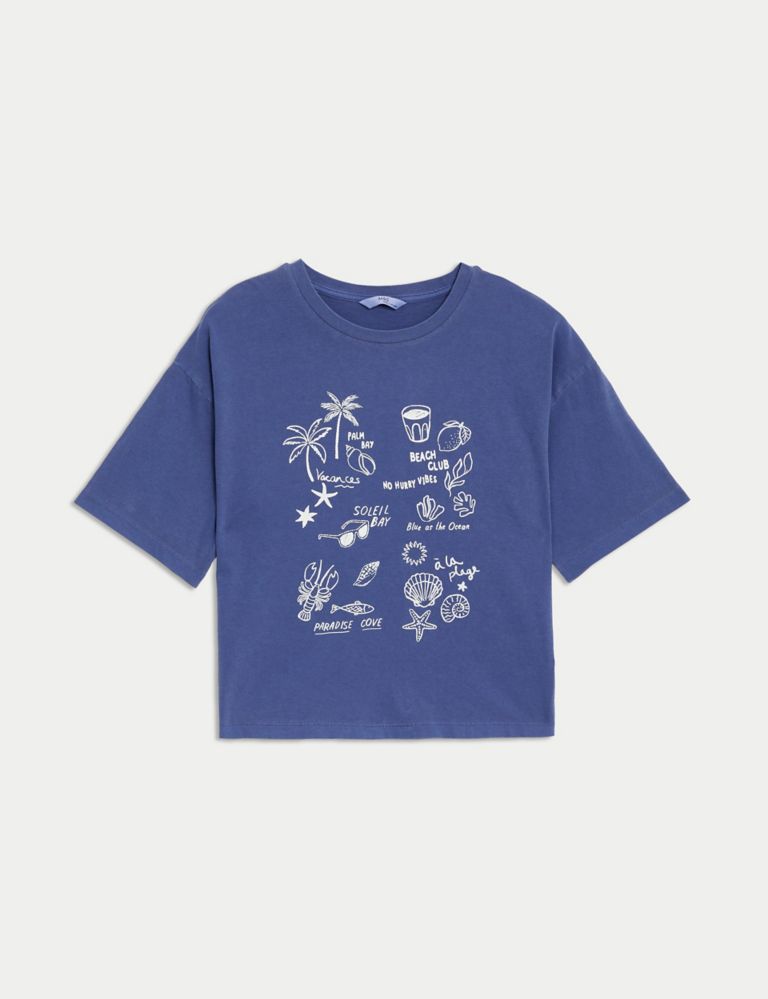 Pure Cotton Beach Club Print T-Shirt (6-16 Yrs) 1 of 2