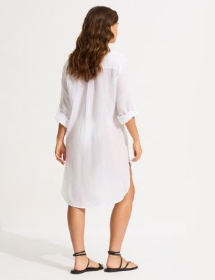 Pure Cotton Beach Cover Up Shirt Image 2 of 4