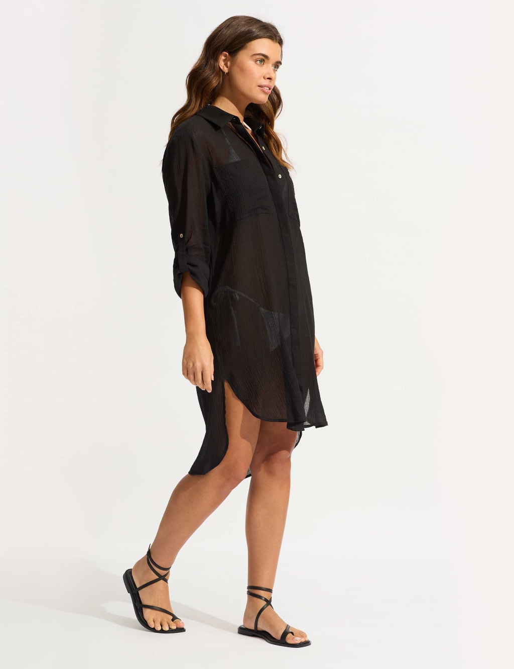 Pure Cotton Beach Cover Up Shirt Seafolly M&S