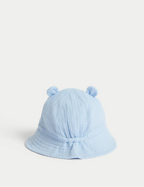 Pure Cotton Bear Sun Hat (0-18 Mths) Image 2 of 3