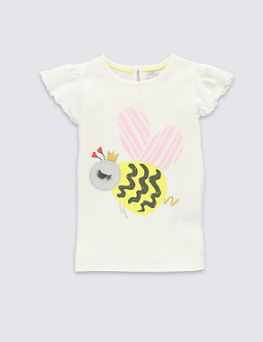 Pure Cotton Bee Print T-Shirt (1-7 Years) Image 2 of 3