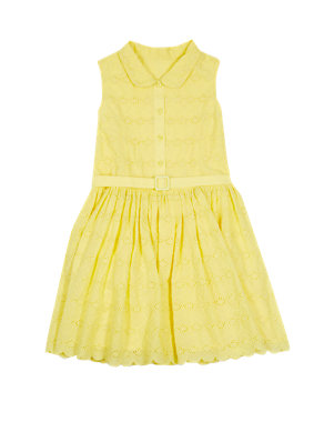 Pure Cotton Belted Broderied Dress (1-7 Years) Image 2 of 3