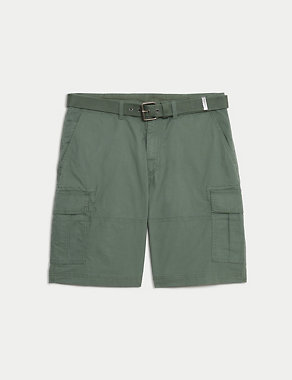 Pure Cotton Belted Cargo Shorts Image 2 of 7
