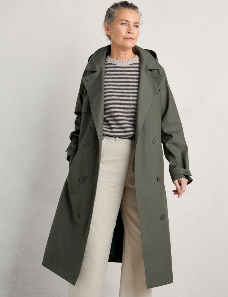 Pure Cotton Belted Double Breasted Trench Coat 3 of 6