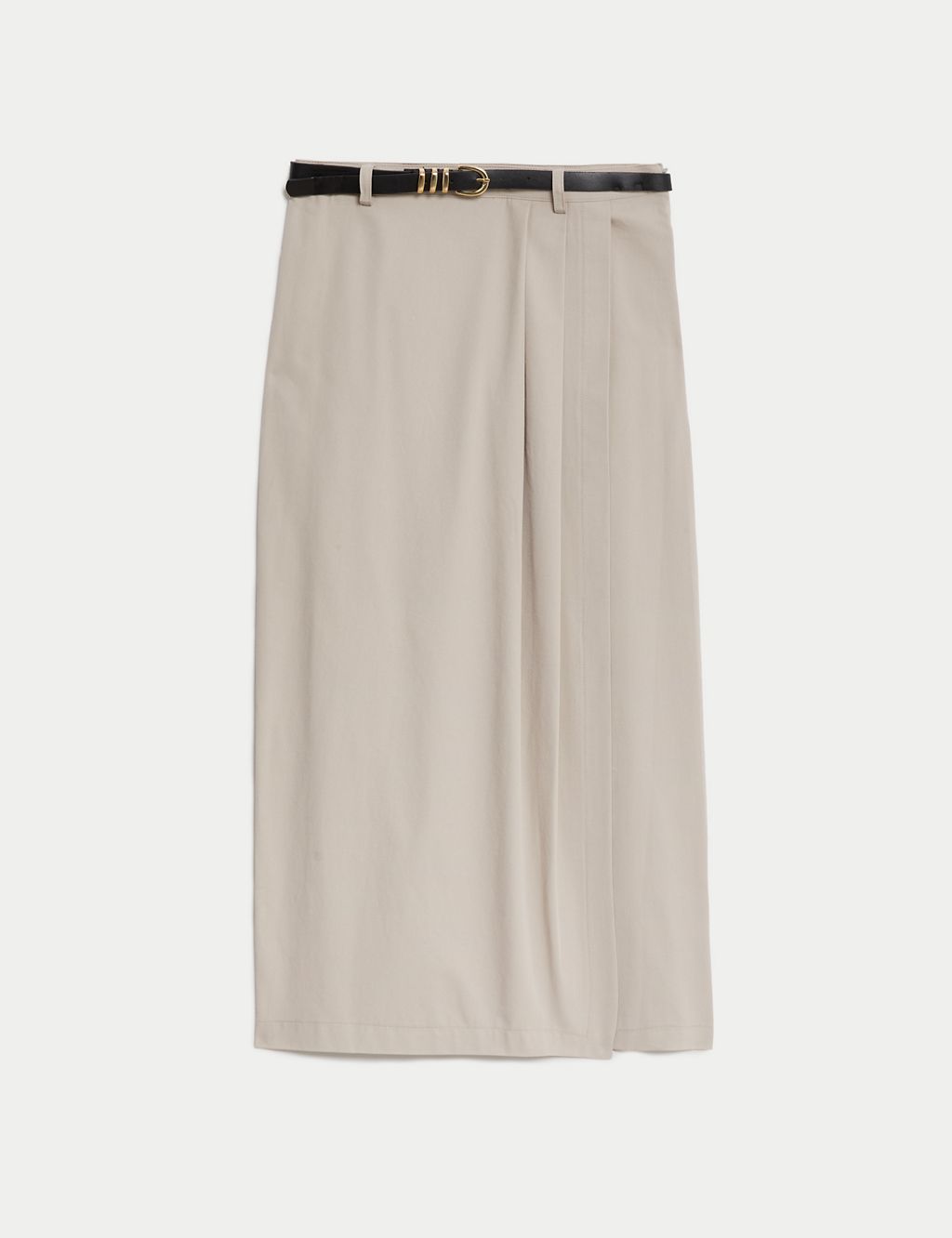 Pure Cotton Belted Midi Pencil Skirt 1 of 5