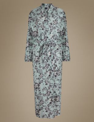 Pure Cotton Belted Soft Floral Wrap Image 2 of 3