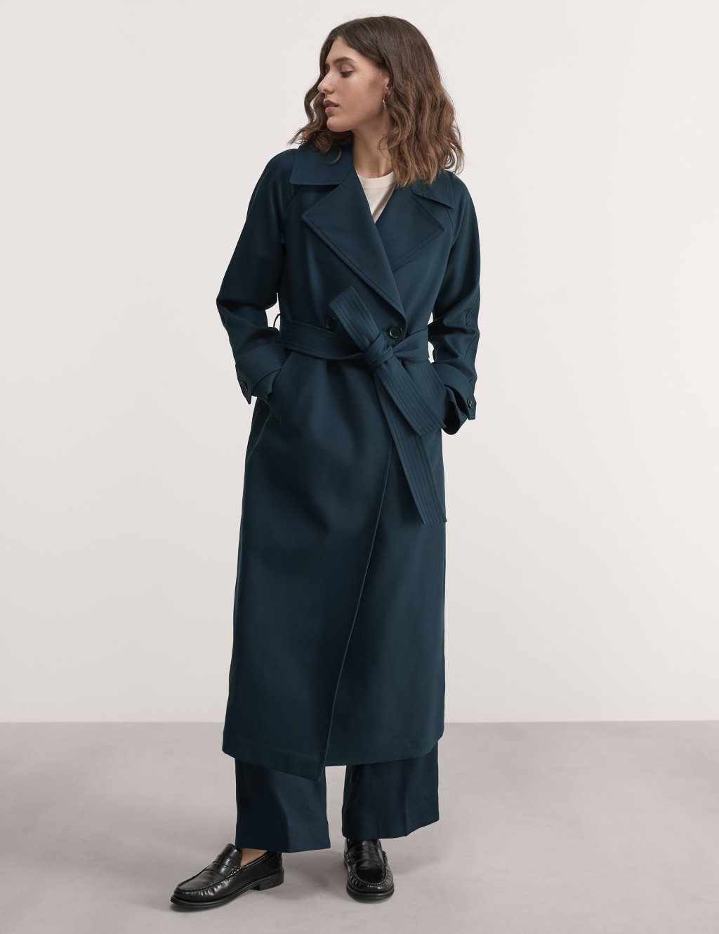 Jaeger navy wrap coat cheap