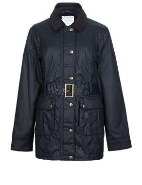 Pure Cotton Belted Waxy Parka Image 2 of 4