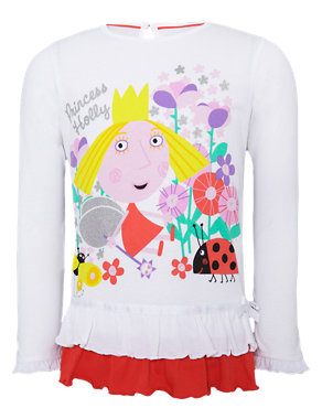 Pure Cotton Ben & Holly's Frilled T-Shirt Image 2 of 4