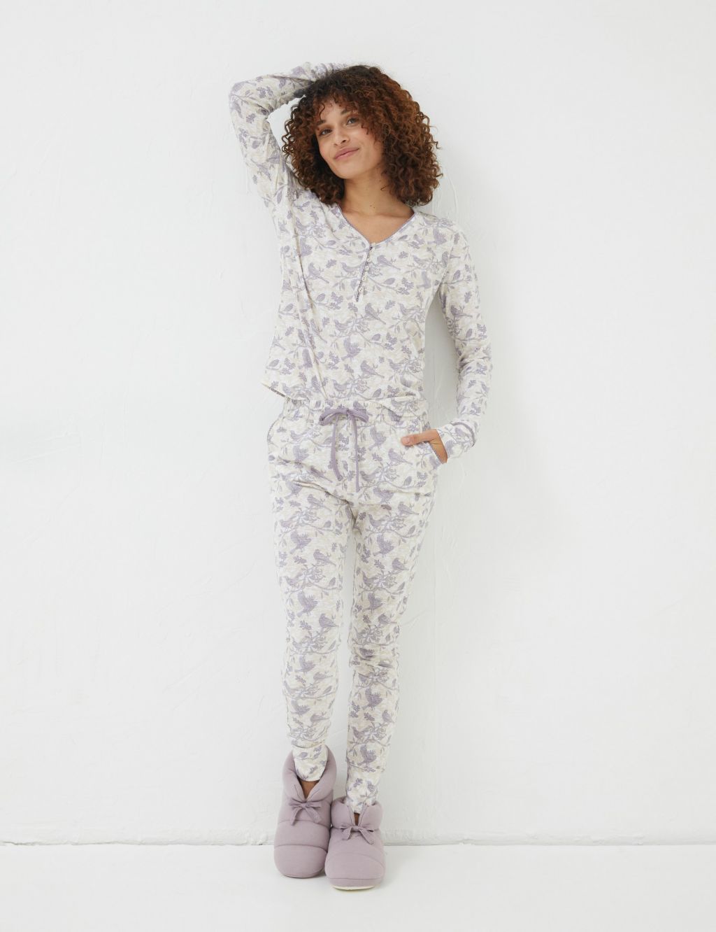 Pure Cotton Bird Print Pyjama Set | FatFace | M&S
