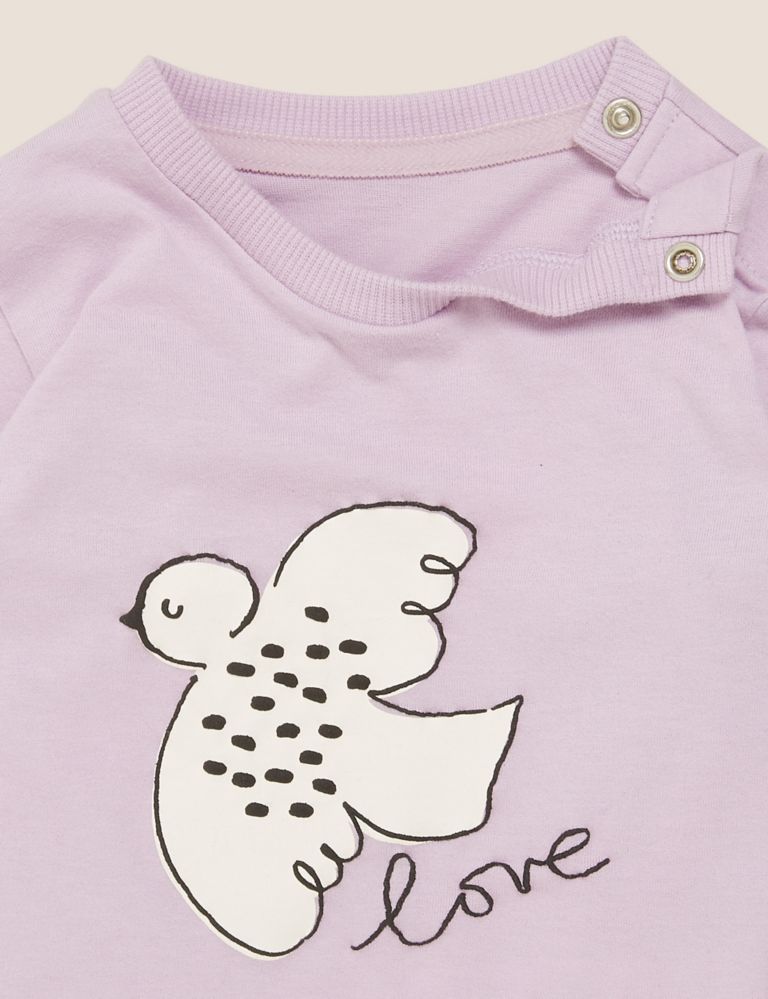 Pure Cotton Bird Print T-Shirt (0-3 Yrs) 3 of 3
