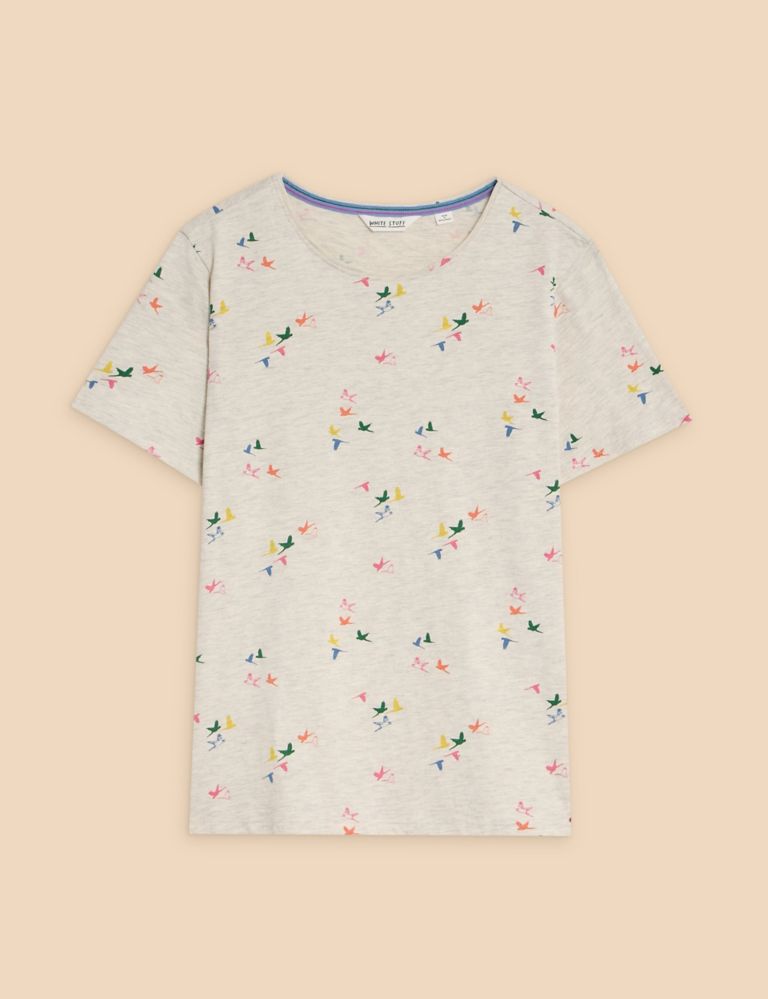 Pure Cotton Bird Print T-Shirt 2 of 6