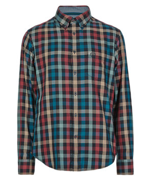 Pure Cotton Block Checked Shirt Image 2 of 3