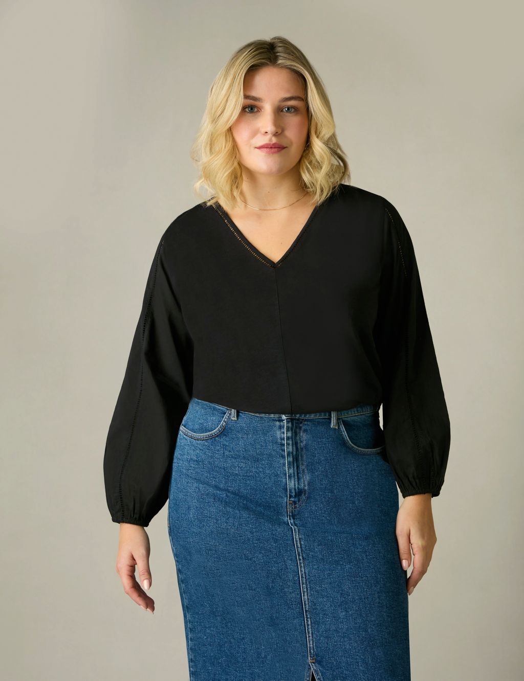 Pure Cotton Blouson Sleeve Top 3 of 5