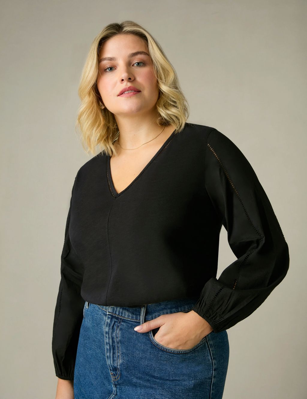 Pure Cotton Blouson Sleeve Top 2 of 5