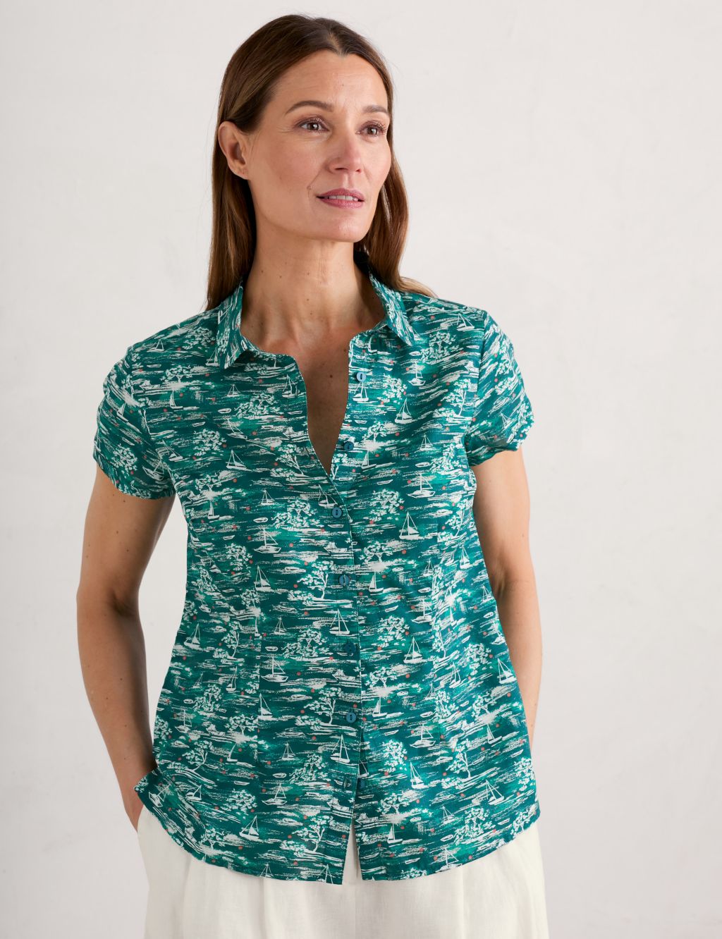 Pure Cotton Boat Print Shirt 2 of 6