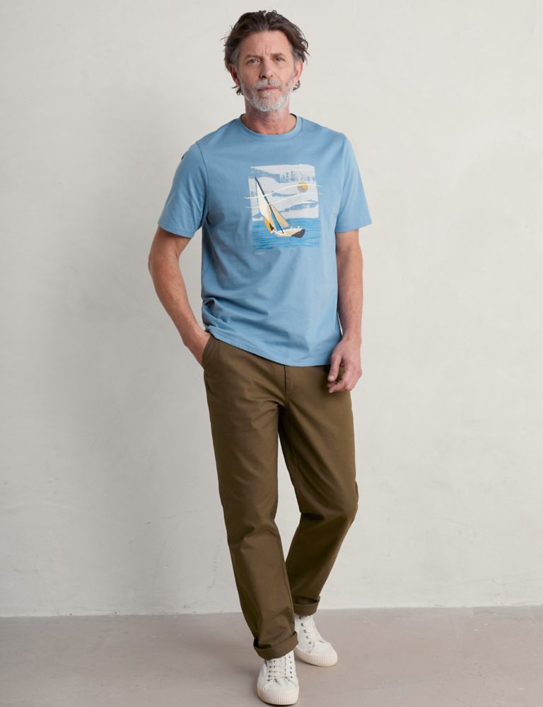 Pure Cotton Boat Print T-Shirt 1 of 5