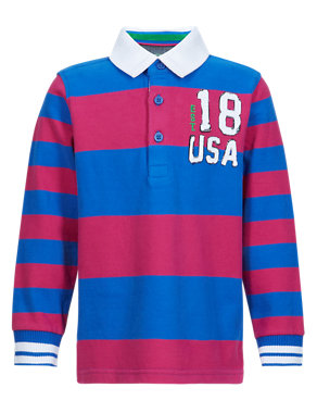 Pure Cotton Bold Striped Rugby Top Image 2 of 4