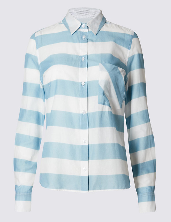 Pure Cotton Bold Striped Shirt Image 1 of 2