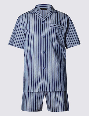 Pure Cotton Bold Striped Short Pyjamas Image 2 of 5