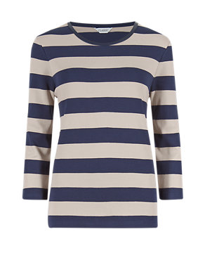 Pure Cotton Bold Striped Top Image 2 of 4