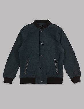 Pure Cotton Bomber Jacket (3-14 Years) Image 2 of 4