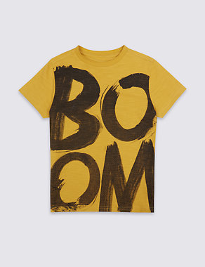 Pure Cotton Boom Print T-Shirt (3-14 Years) Image 2 of 3