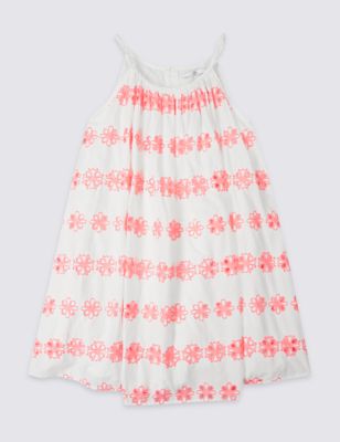 Pure Cotton Bordered Dress (3-14 Years) Image 2 of 3