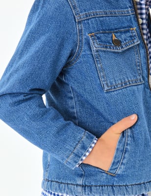 borg collar regular denim jacket