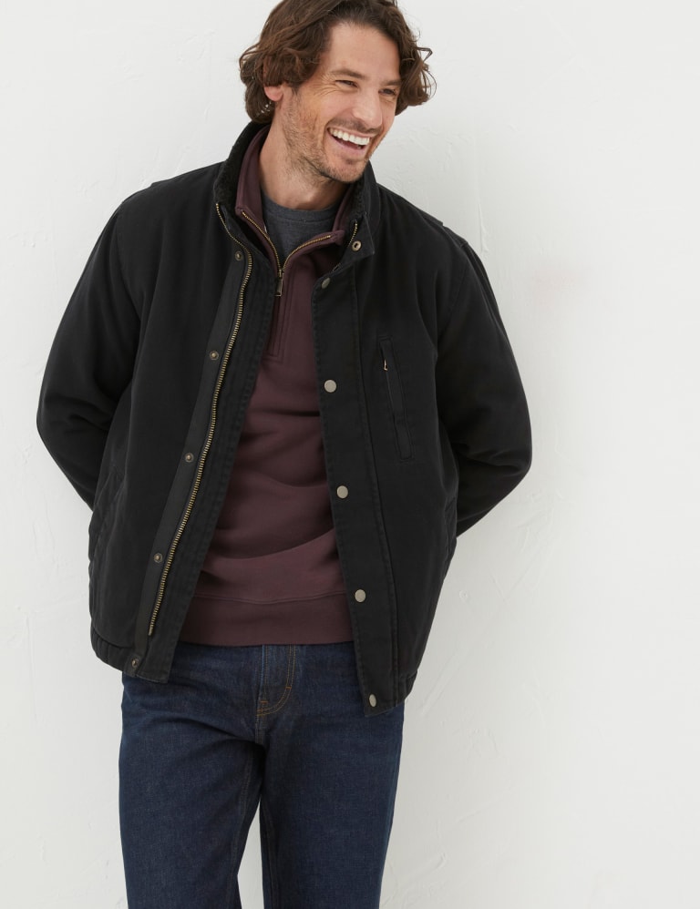 Pure Cotton Borg Lined Canvas Utility Jacket | FatFace | M&S