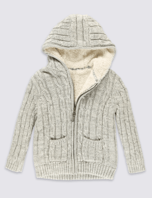 borg lined cardigan womens