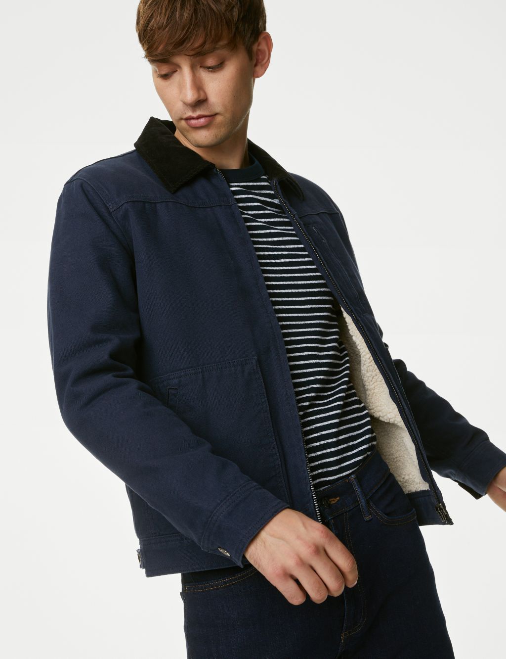 Pure Cotton Borg Lined Utility Jacket | M&S Collection | M&S
