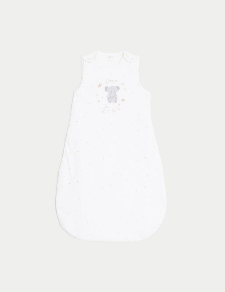 Pure Cotton Born In 2024 2.5 Tog Sleeping Bag (0-18 Mths) 1 of 3